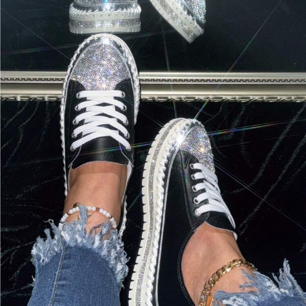 Rebellious Rose Black And Silver Sneakers View 5